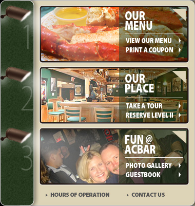 Welcome to Atlantic City Bar and Grill: Make a selection near the spotlights!